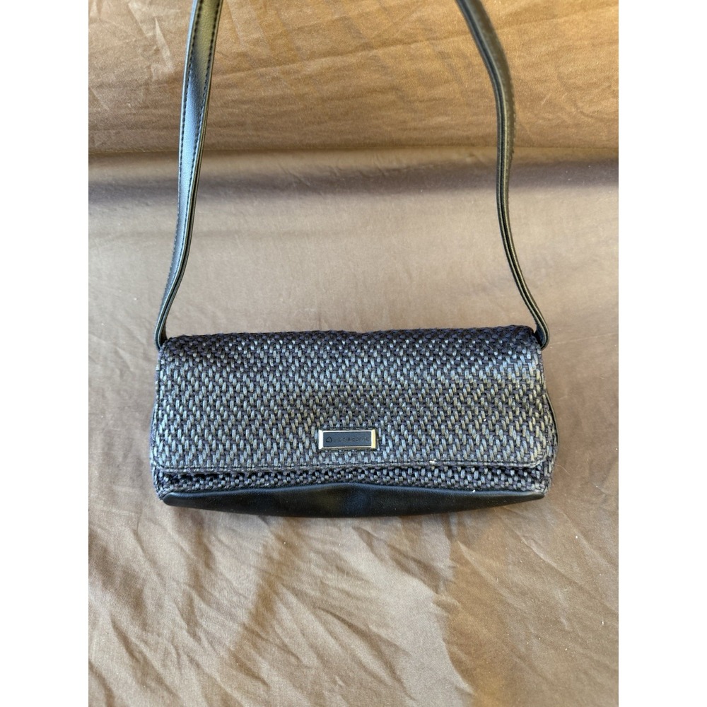 Vintage Y2K Liz Claiborne Black Braided Woven Shoulder Bag Purse Small